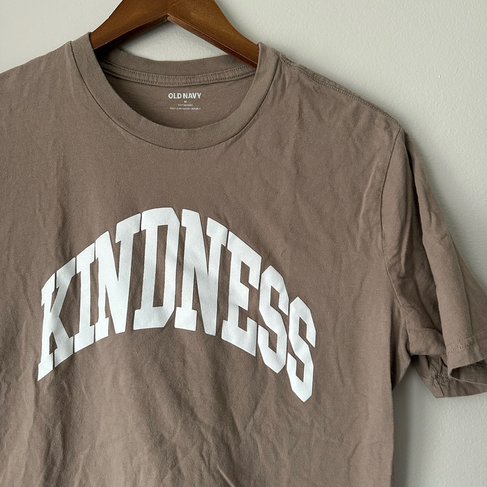 Old Navy Taupe Crewneck Graphic Tee with White Print